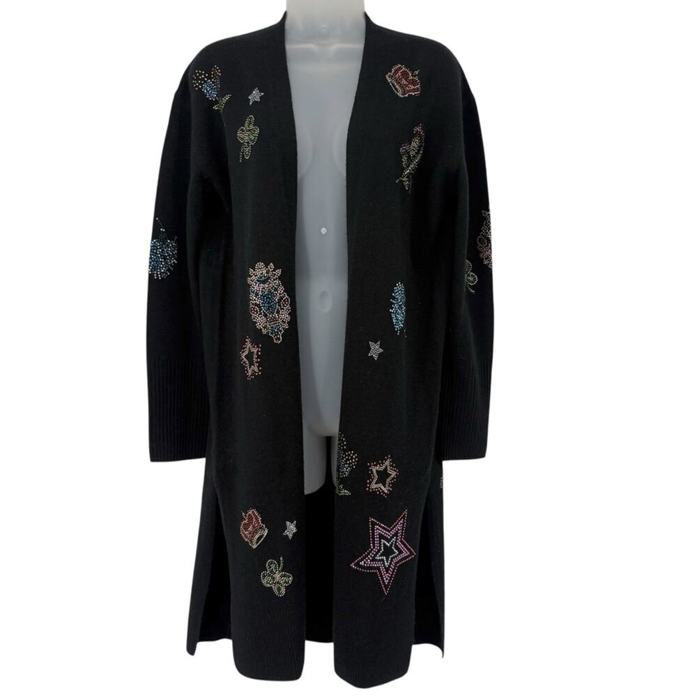 Johnny Was Ladie Rhinestone Wool Cashmere Open Front Cardigan Designer Size XS - Picture 6 of 14